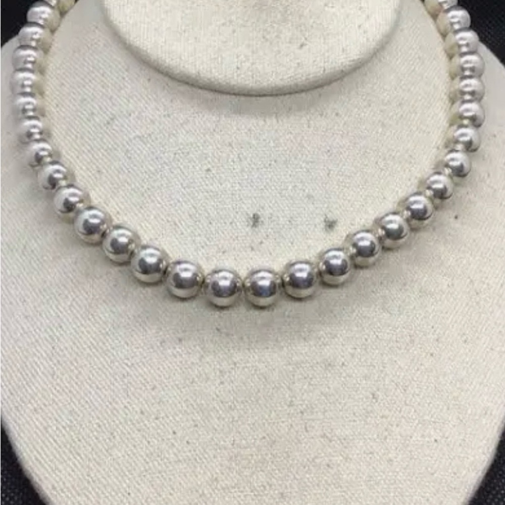 Vintage Silver Beaded Necklace- Compare to Kay Jewelers Solid Sterling necklace